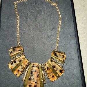 Tortoise Shell /Gold Statement Necklace